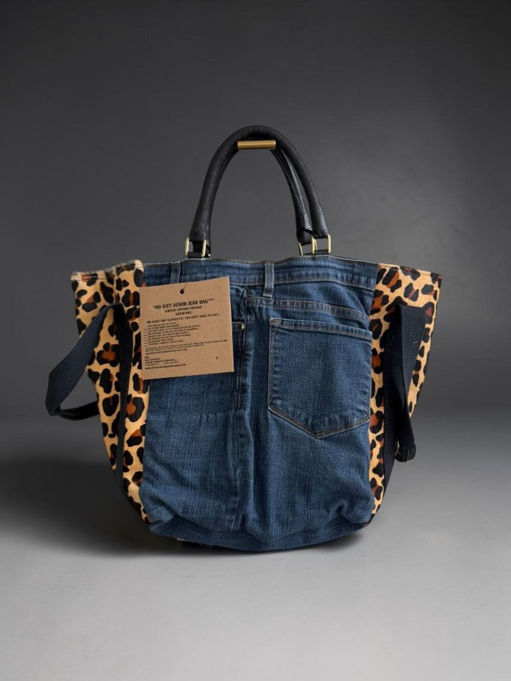 CLEVER CARRIAGE COMPANY No Diet Denim Jeans Tote Bag NEW NWT